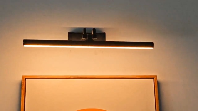 Image of Battery Operated Picture Light for Wall, 13.8'', Black | 4000 mAh, Dimmable, Remote Control, For Art Painting & Gallery, Display for Living Room, Bedroom