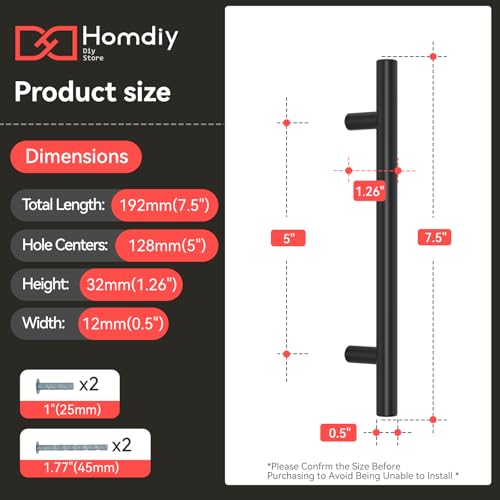Image of homdiy Black Cabinet Handles 20Pack 5inch Hole Center Kitchen Drawer Pulls and Knobs Stainless Steel Cabinet Hardware for Bathroom, Cupboard