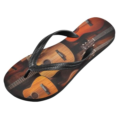 Electric Guitars Ukuleles Pattern Men's Flip Flops Sandals Bathroom Shower Shoes2