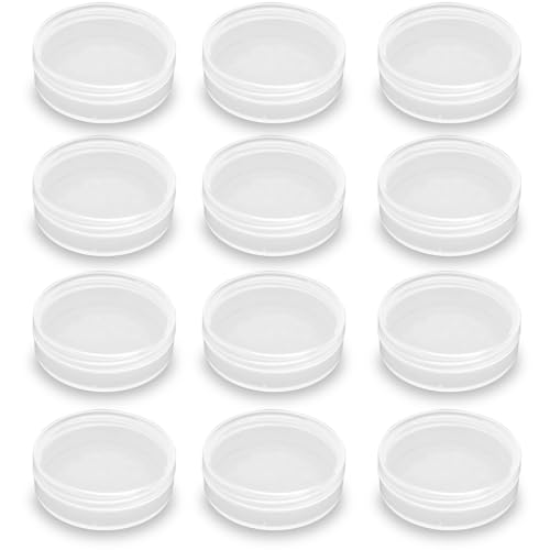 Farmer Mani 12 Pieces Mini Plastic Round Containers (0.5 oz) 2.17 x H0.71 Inch, Plastic Round Storage Jars for Collecting Small Items, Beads, Jewelry, Game Pieces, Crafts