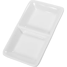 White Ceramic Appetizer Plate 5 Inch Divided Snack Dish Tray