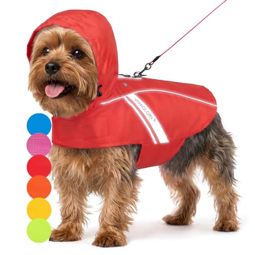 VIVAGLORY Dog Raincoat Wetoff Dog Rain Coat, XS, Red