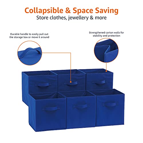 Miniatura 5 de Amazon Basics Cubos de almacenamiento de tela plegables con asas, 26,6 x 26,6 x 27,9 cm, color azul marino, paquete de 6 unidades