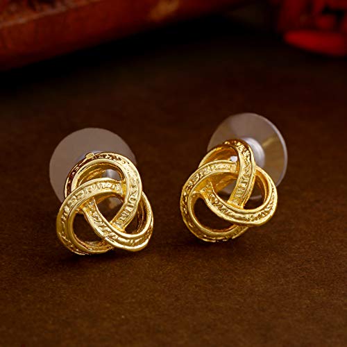 Metal Zinc Alloy Tone Pretzel Stud Earrings