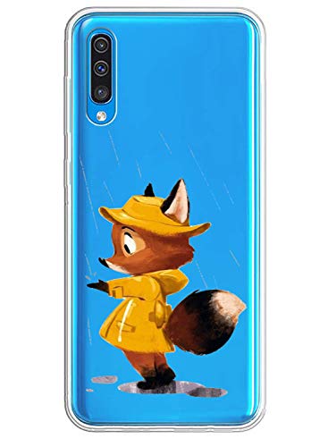 Oihxse Mode Transparent Silicone Case Compatible pour Samsung Galaxy J2 Core Coque, Ultra Mince Souple TPU Mignon Animal Série Protection de Housse Anti-Scrach Bumper Etui -Renard