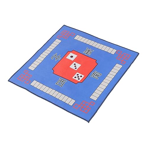 Tapis de mahjong antidérapant polyester bleu jeu de société 80x80cm