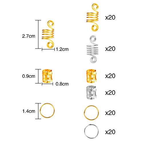 image for BBTO 120 Pieces Aluminum Hair Coil Dreadlocks Hair Braid Rings Dreadlo
