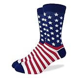 Good Luck Sock Men's American Flag Crew Socks,Large (Shoe size 7-12),Blue