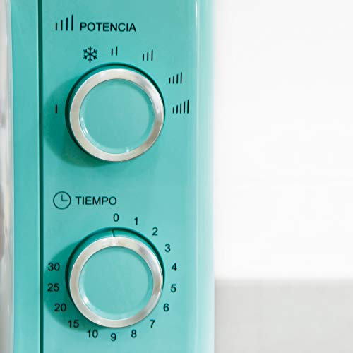 Grunkel-Microondas-de-20l-de-Capacidad-con-diseno-vintage-y-5-niveles-de-potencia-Funcion-de-descongelacion-y-temporizador-700W-Azul-Mecanico