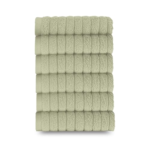 Image of Elegant Comfort 100% Turkish Cotton Corduroy Ribbed Luxury Washcloths 6 Pack Soft 13 x 13 Inch - Higly Absorbent, Durable, Quick Dry, Spa Premium Hotel Quality for Bathroom or Travel, Mint Green