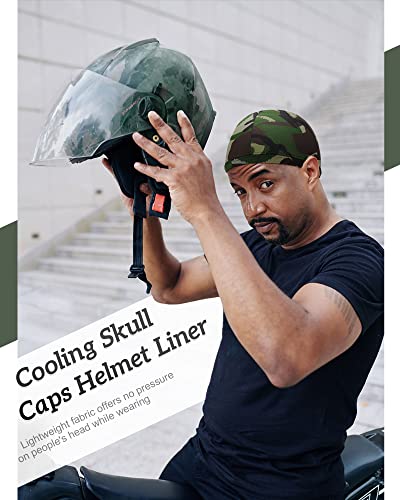 15 Pieces Cooling Skull Caps Camo Cooling Helmet Liner Sweat Wicking Running Beanie Cycling Caps Hat For Men Women Outdoor (Cool Style) #TOP2