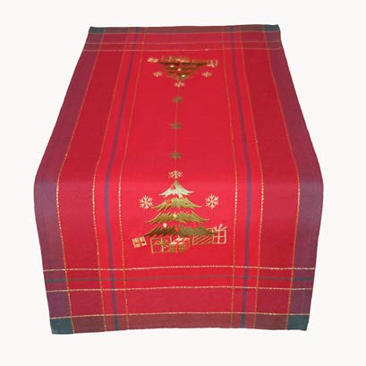 Raebel Camino de mesa de 40 x 90 cm, bordado de árbol, color rojo y multicolor Cover