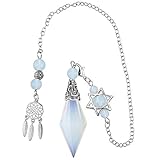 KYEYGWO Opalite Kegel Stein Pendel für Damen und Herren, Doppelte Kristall Punkt Pendels Doppelspitze Quarz Edelstein Anhänger für Divination Meditation Scrying Balance Reiki Heilung
