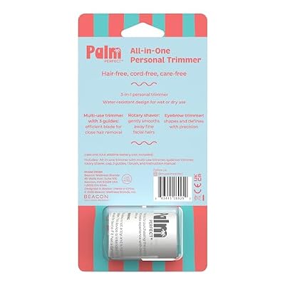 PalmPerfect All-in-One Personal Trimmer for Women 3-in-1 Facial Hair Remover & Eyebrow Shaper Wet/Dry Waterproof Grooming Kit with Rotary, Reciprocal & Precision Attachments
