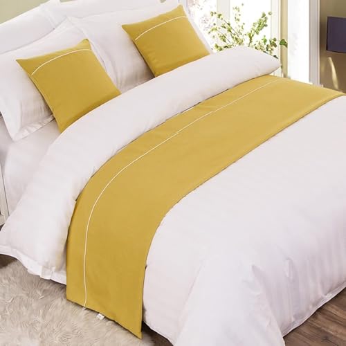 Chemin de lit pour pied de lit serviette d'extrémité écharpe lin jaune