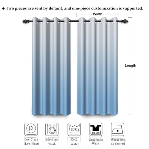 Renaiss Blue Ombre Blackout Curtains Gradient Color Thermal Insulated Window Curtain for Living Room Polyester Grommet Top Window Drapes for Bedroom (42W x 84L / 2 Panels Per Set) by Renaiss - Image 9