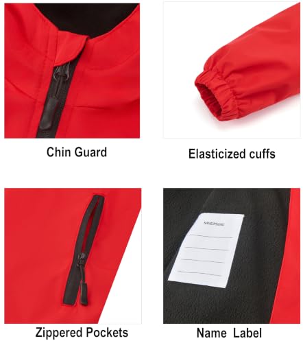 Image of Boys Girls Rain Jackets Waterproof Hooded Fleece Raincoats Lightweight Windbreakers for Kids