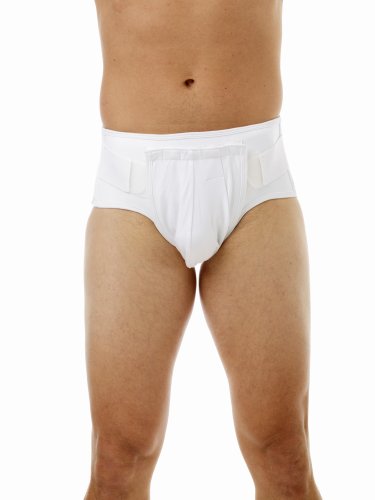 Underworks INGUINAL HERNIA SUPPORT BRIEF WITH HOT/COLD THERAPY PADS INCLUDED Small 28-32 Waist