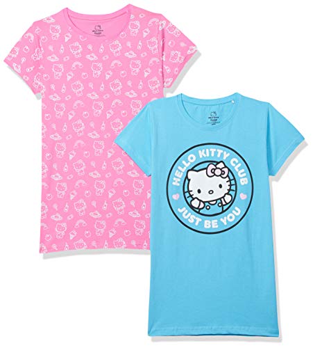 Image of Joshua Tree Girl's Cotton Knee-Long Dress (HK002-14 Pink AOP Sky Blue 8-9 Yrs)