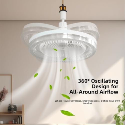 Ventilatore da soffitto con luce LED e rotazione 360 gradi per camera da letto 5
