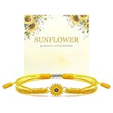 HARACRAFT Sunflower String Bracelet, Tibetan Lucky and Protection Bracelet, Inspirational Gift, Surfer Wrist Wrap Bracelet for Men, Women, Friendship (Sunflower)