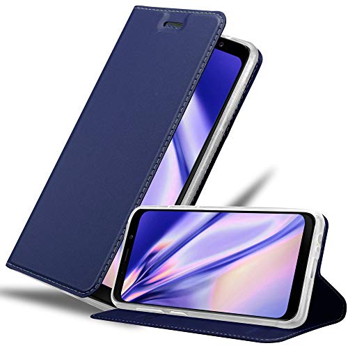 Cadorabo Funda Libro para Samsung Galaxy A8 2018 en Classy Azul Oscuro - Cubierta Proteccíon con Cierre Magnético, Tarjetero y Función de Suporte - Etui Case Cover Carcasa
