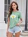 Tomwell T-Shirt Damen Rundhals Kurzarm Grafik Druck Tshirt Sport Oberteile Casual Sommer Shirt A Grün XL