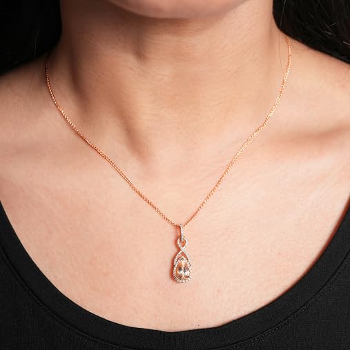 14K Rose Gold Genuine Morganite 1-1/10 Ct Pear shaped, Diamond Necklace Pendant4