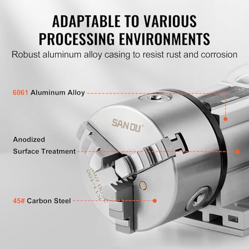 VEVOR Dividing Head, K11-100mm 3-Jaw Chuck, CNC Router Milling Machine Rotational Axis 4th Axis A Axis Indexing Head, 2.6"/65 mm Center Height MT2 Tailstock 6:1 Gear Ratio, Universal for Engraving