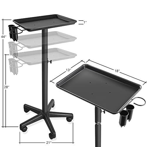 Saloniture Set of 4 - Aluminum Salon Instrument Tray with Caddy, Heavy-Duty Rolling Base - Thumbnail 4