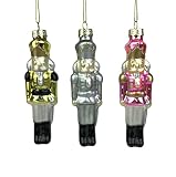 VGEUNA Nutcracker Christmas Ornaments Set, 3pcs Glass Blown Hanging Ornaments for Christmas Tree, De