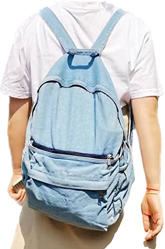 Image of MaxxCloud Vintage Denim Laptop Backpack Casual Canvas Daypack Handbag Purse Lightweight Rucksack Shoulder Bag