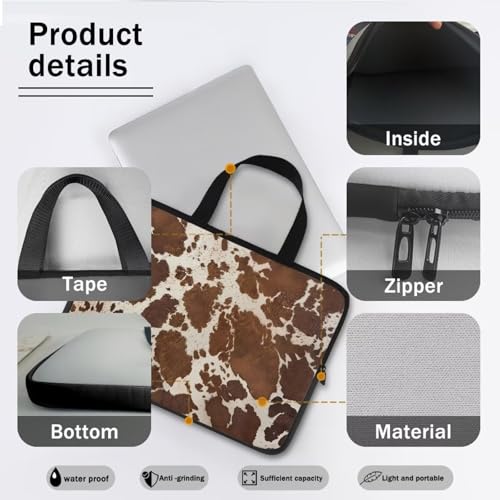 Funda para portátil con estampado de vaca marrón 17 pulg miniatura 5
