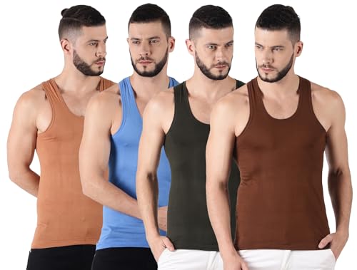 Image of Dollar Lehar Men Combed Cotton Round Neck Vest -Colour May Vary