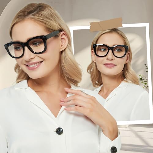 Image of JiSoo Oversized Reading Glasses for Women Men, Stylish Designer Readers Women with Large Frame