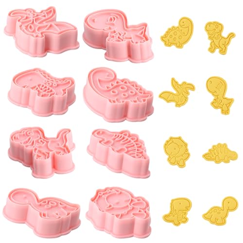 La Mejor Selección de Moldes para niños , tabla con los diez mejores. 44 Dokpav Juego De 8 Cortadores De Galletas De Dinosaurio, Moldes Para Galletas Para Niños, Molde De Galletas 3d Para Dar Forma a Galletas, Pasteles, Arcilla, Manualidades