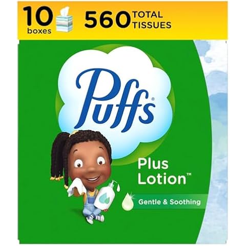 Puffs Plus Lotion Facial Tissues, 10 Cubes, 56 Tissues Per Box Cover