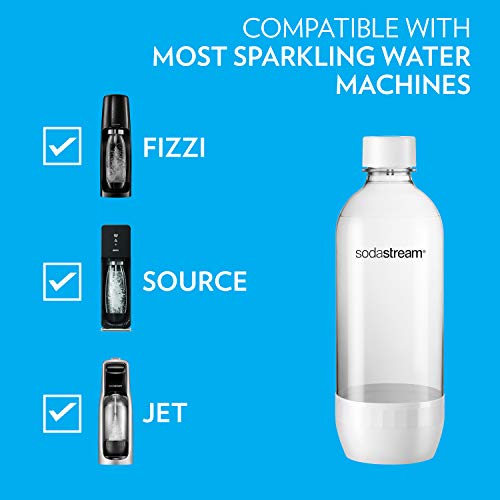 Image of sodastream Dishwasher Safe 1L Classic DWS Carbonating Bottle White (twinpack), Pack of 2