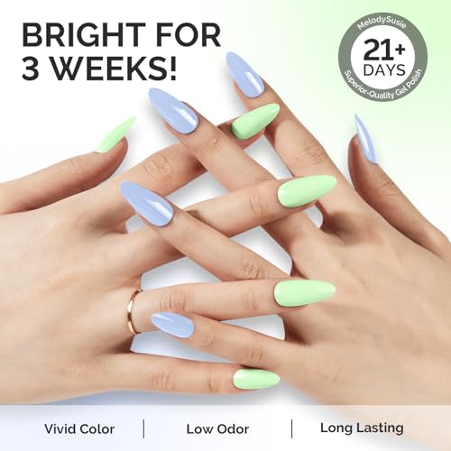 Image of MelodySusie Thick Gel Nail Polish Set- 2 Pcs 15ML Baby Blue & Macaron Green Gel Polish Set Soak Off UV LED Christmas Gift for Women Nail Art Manicure Salon DIY Nail Design Decoration at Home