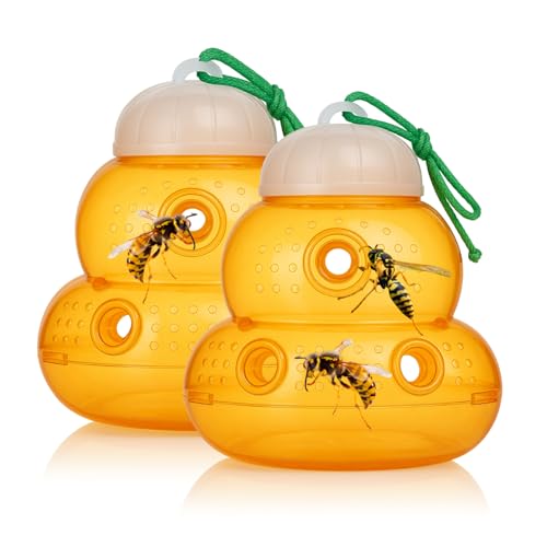 JAMAX 2 Unidades Trampa Avispas Exterior | Anti Abejas | Trampas para Abeja y Avispa Abejorr | Atrapa Trampas Avispas Elimintar Exterior (2 Unidades)