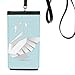 White Swan Butterfly Pattern Phone Wallet Purse Hanging Mobile Pouch Black Pocket