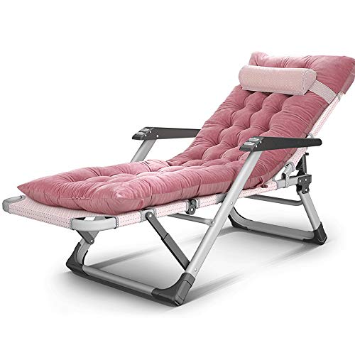 Qing Mei Chaise Longue Plegable De Oficina Silla Individual De Jardín con Balcón Silla Reposabrazos De Masaje Sofá Perezoso con Respaldo Ajustable De 5 Velocidades (Color : Pink+Pink Crystal Mat)