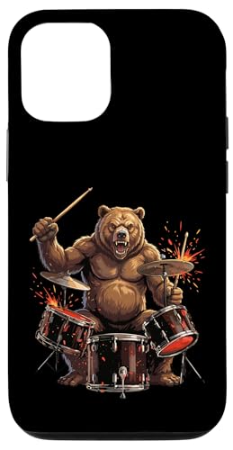 Bear Drum Sticks Drummer Grizzly Kids Boys Men Rock & Roll �X�}�z�P�[�X iPhone 12/12 Pro �p