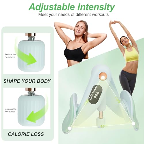 Oberschenkeltrainer, Beckenbodentrainer für Frau - Anti-Rutsch & 360° Rotation Beckenboden Trainingsgerät mit Widerstandsbänder, Beckenboden Trainer für Hüfttraining, Beintrainer, Armtraining