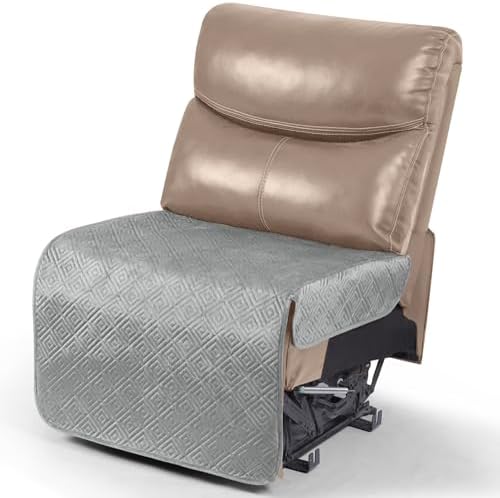 Timeles Waterproof Velvet Recliner Seat Cover for Armless Chair Without Backrest Thick Soft Washable (Light Gray, Seat-Only: 1-Seat)
