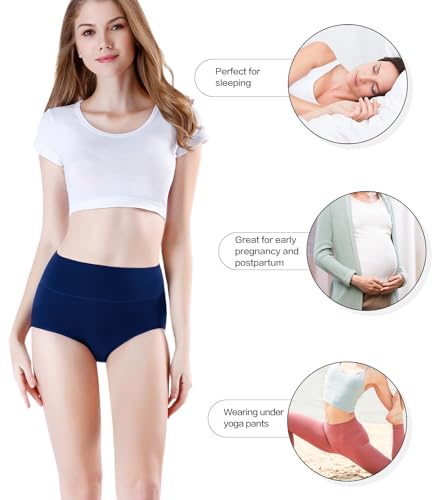 image for wirarpa 4 Pack Women's Cotton Postpartum Underwear High Waisted Ladies