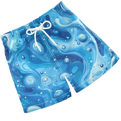 Pigsaly Boys' Swim Board Shorts Abstract Blue Bubble Boy's Swim Trunks Kids Swimwear 4T