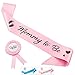 CORRURE Baby Shower Sash and Button Pin for Girl - 'Mommy to Be' Sash and 'Daddy to Be' Pin with Beautiful Pink Ribbon and Black Foil Text - Ideal Mom and Dad Gift for Gender Reveal/Baby Shower