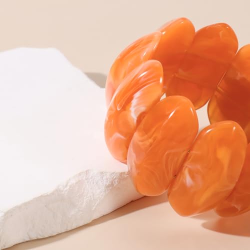 Bocar Chunky Resin Stretch Bracelets Wide Stretchable Bangle Irregular Geometric Wristband for Women Prom Holiday Jewelry Gift (SL-1009)4