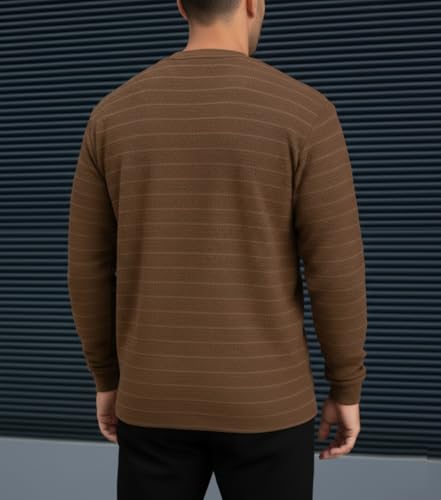 Coofandy Men's Rugged Textured Crewneck Shirt - Earth Brown Relaxed - Image 5